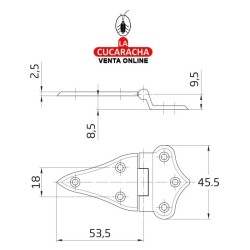 BISAGRA TIPO NEVERA ACERO 80X46MM MODELO 1.