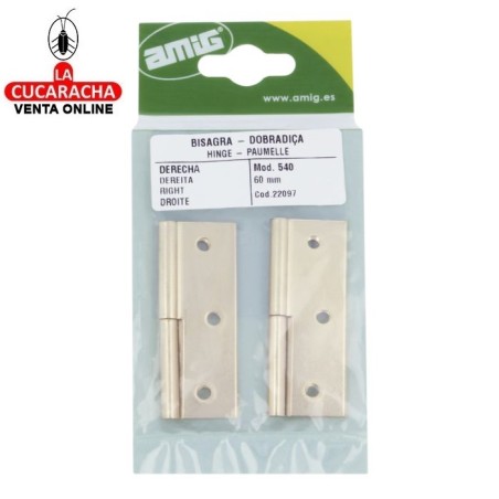 BISAGRA DESMONTABLE ACERO LATONADO BARNIZADO MODELO 540.