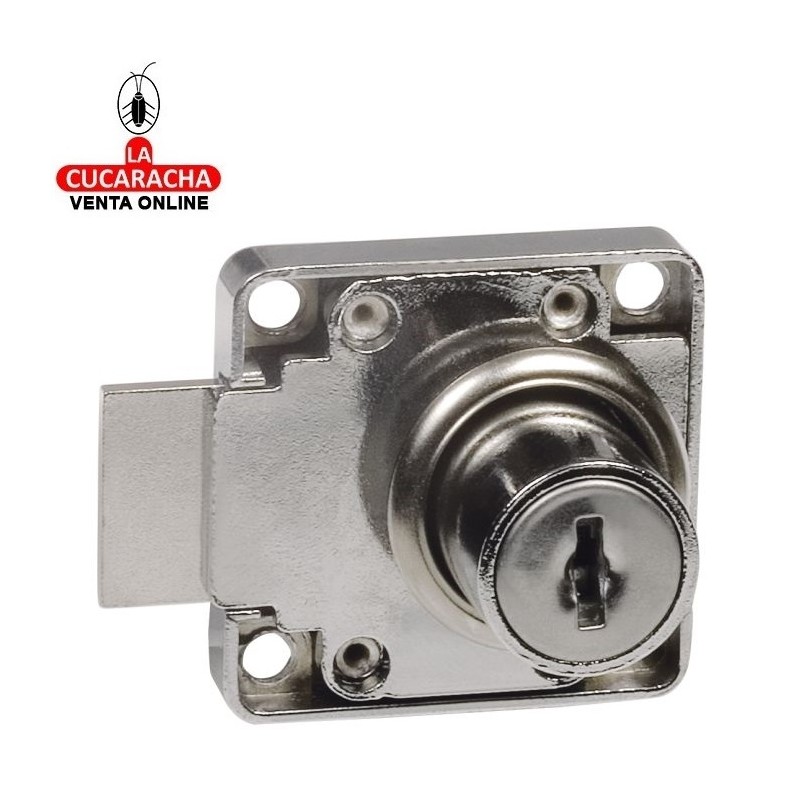CERRADURA DE MUEBLE ACERO REFORZADA CON LENGUETA RECTA 19MM MODELO 7.