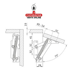BISAGRA COMPAS ACERO CON MUELLE FUNCION APERTURA ASCENDENTE MODELO 70.