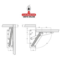 BISAGRA COMPAS ACERO CON MUELLE FUNCION APERTURA ASCENDENTE 120mm MODELO 71.