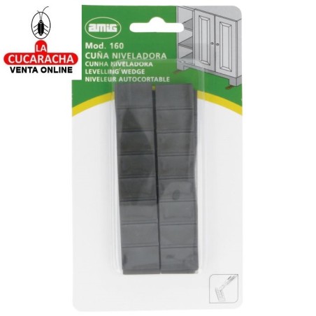 BLISTER 4-CUÑA MUEBLES NIVELADORA PLASTICO RECORTABLE MODELO 160.