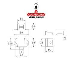 GOLPETE ACERO MUEBLE CIERRE PUERTAS ARMARIO 22X22MM MODELO 00.