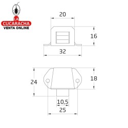 GOLPETE ACERO MUEBLE CIERRE PUERTAS ARMARIO 25X24MM MODELO 1.