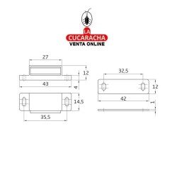 GOLPETE MAGNETICO MUEBLE CIERRE PUERTAS ARMARIO 43x15mm MODELO 5.