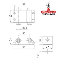 GOLPETE MAGNETICO DOBLE CON MUELLE CIERRE PUERTAS ARMARIO 34x60mm MODELO 120.