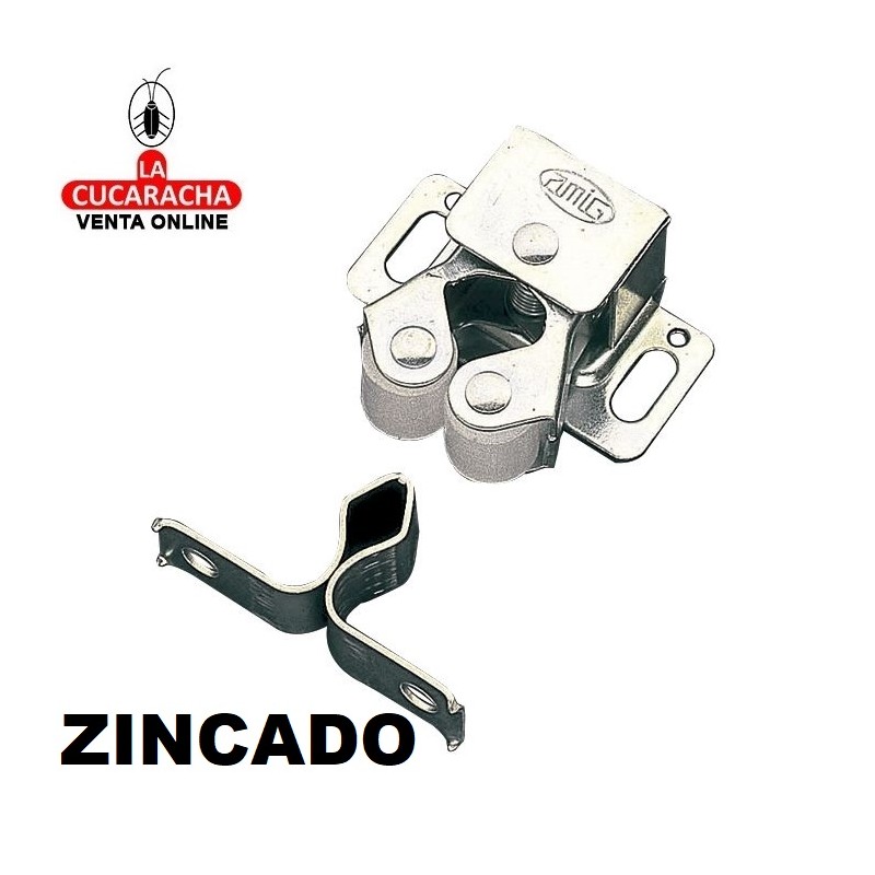 GOLPETE ACERO TIPO LIRA CON RODILLOS NYLON CIERRE PUERTAS ARMARIO 32x26mm MODELO 11.