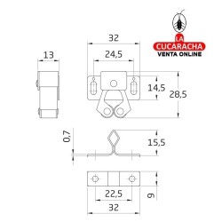 GOLPETE ACERO TIPO LIRA CON RODILLOS NYLON CIERRE PUERTAS ARMARIO 32x26mm MODELO 11.