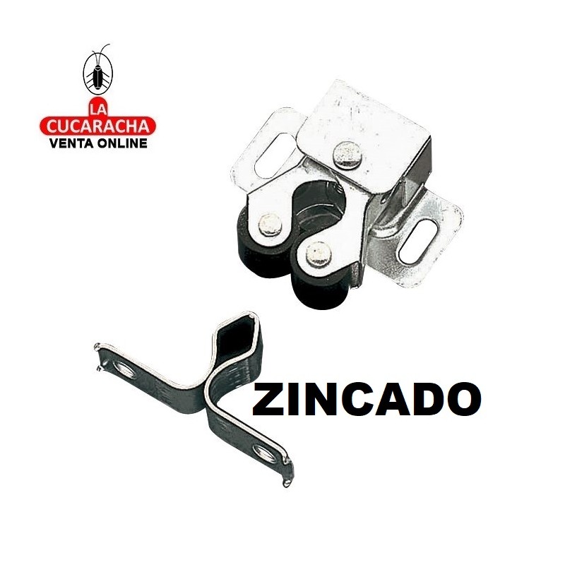 GOLPETE ACERO TIPO LIRA CON RODILLOS GOMA CIERRE PUERTAS ARMARIO 34x30mm MODELO 12.