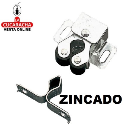 GOLPETE ACERO TIPO LIRA CON RODILLOS GOMA CIERRE PUERTAS ARMARIO 34x30mm MODELO 12.