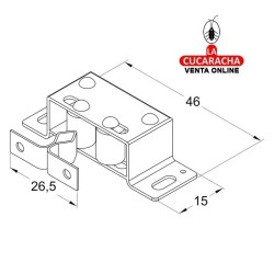GOLPETE ACERO CON RODILLOS NYLON CIERRE PUERTAS ARMARIO 46x15mm MODELO 15.