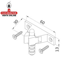 GOLPETE ZAMAK DE SUELO SUJECION PUERTAS Y VENTANAS 60x30x13mm MODELO 100.