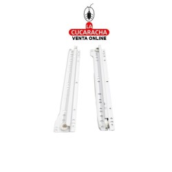 JUEGO GUIA METALICA CORREDERA BLANCA CON RUEDAS PARA CAJON CON RODILLOS.