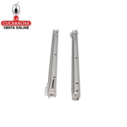 JUEGO GUIA METALICA CAJONES CORREDERA GRIS METALIZADO CON RUEDAS PARA CAJON CON RODILLOS.