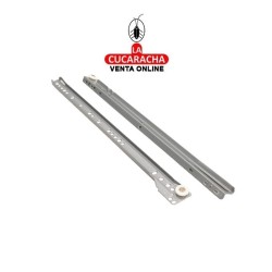 JUEGO GUIA METALICA CAJONES CORREDERA GRIS METALIZADO CON RUEDAS PARA CAJON CON RODILLOS.