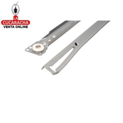 JUEGO GUIA METALICA CORREDERA GRIS METALIZADO CON RUEDAS PARA CAJON CON RODILLOS.