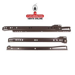 JUEGO GUIA METALICA CAJONES CORREDERA MARRON CON RUEDAS PARA CAJON CON RODILLOS.