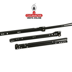 JUEGO GUIA METALICA CAJONES CORREDERA NEGRO CON RUEDAS PARA CAJON CON RODILLOS.