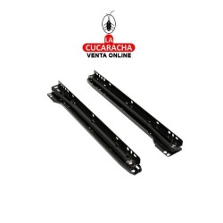 JUEGO GUIA METALICA CAJONES CORREDERA NEGRO CON RUEDAS PARA CAJON CON RODILLOS.