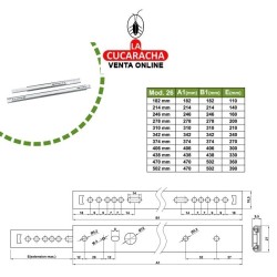JUEGO GUIA METALICA CAJONES CORREDERA CON BOLAS PARA CAJON EXTRACCION PARCIAL MODELO 26.