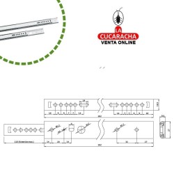 JUEGO GUIA METALICA CAJONES CORREDERA CON BOLAS PARA CAJON EXTRACCION PARCIAL MODELO 26.