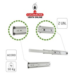 JUEGO GUIA METALICA CAJONES CORREDERA DE EXTRACCION TOTAL CON RODAMIENTOS MODELO 35.