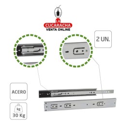 JUEGO GUIA METALICA CAJONES CORREDERA DE EXTRACCION TOTAL Y AUTOCIERRE MODELO 36.