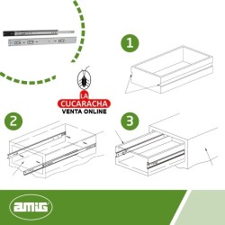 JUEGO GUIA METALICA CAJONES CORREDERA DE EXTRACCION TOTAL Y AUTOCIERRE MODELO 36.