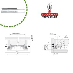 JUEGO GUIA METALICA CAJONES EXTRACCION PARCIAL AUTOCIERRE SUAVE MODELO 40.