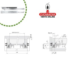 GUIA METALICA CAJONES EXTRACCION TOTAL AUTOCIERRE SUAVE MODELO 41.
