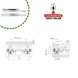 GUIA METALICA CAJONES EXTRACCION TOTAL APERTURA PRESION AUTOCIERRE SUAVE MODELO 45.