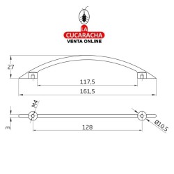 TIRADOR DE ZAMAK PARA MUEBLE MODELO 74.