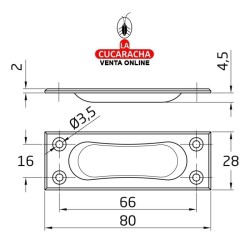 TIRADOR DE ACERO EMBUTIR PARA PUERTAS CORREDERAS DE MUEBLE MODELO 1.