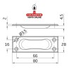 TIRADOR DE ACERO EMBUTIR PARA PUERTAS CORREDERAS DE MUEBLE MODELO 1.