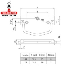 TIRADOR DE ACERO PARA MUEBLE CAJAS Y BAHULES MODELO 15.