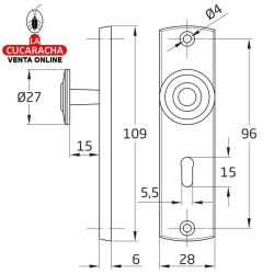 ESCUDO TIRADOR DE ZAMAK CON BOCALLAVE PARA ARMARIOS MODELO 18.