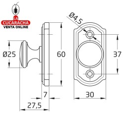 ESCUDO TIRADOR DE LATON PARA ARMARIOS MODELO 20.