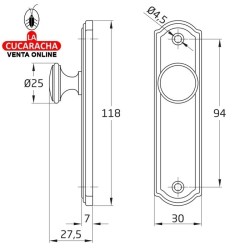 ESCUDO TIRADOR DE LATON PARA ARMARIOS MODELO 22.