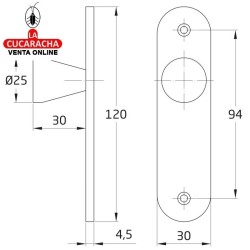 ESCUDO TIRADOR DE ACERO INOX PARA ARMARIOS MODELO 40.