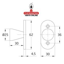 ESCUDO TIRADOR DE ACERO INOX PARA ARMARIOS MODELO 42.