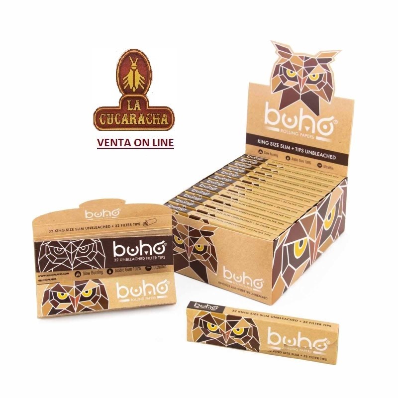 CAJA 24-LIBRO 32 HOJAS + 32 TIPS PAPEL LIAR buho NATURA KING SIZE SLIM.