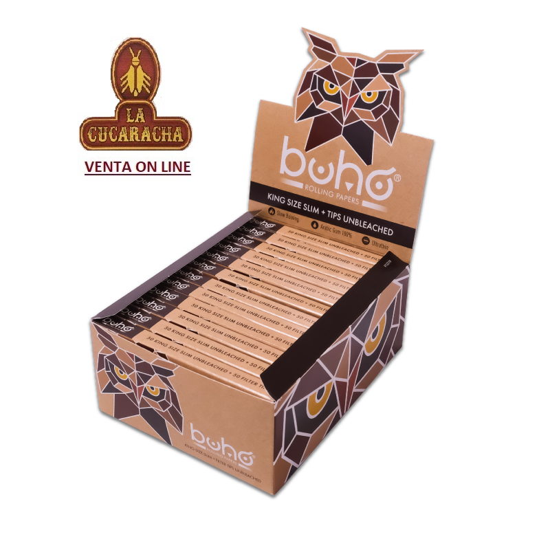 CAJA 24-LIBRO 50 HOJAS + 50 TIPS PAPEL LIAR buho NATURA KING SIZE SLIM.