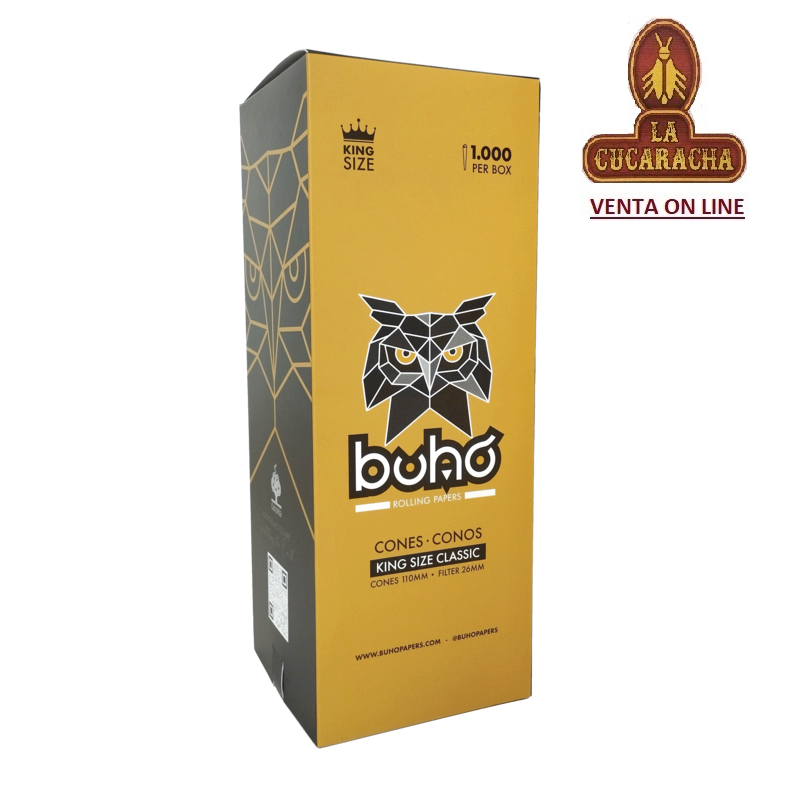 CAJA 1000-CONOS PRELIADOS BUHO CLASSIC KING SIZE 110MM.