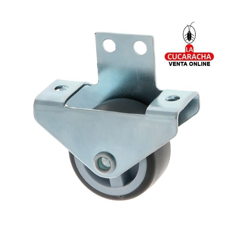 RUEDA GOMA GRIS NUCLEO POLIPROPILENO NEGRO SOPORTE LATERAL FIJO ACERO CINCADO MOBILIARIO OFICINA MODELO 1306.