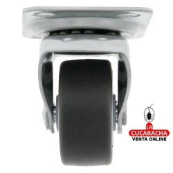 RUEDA GOMA GRIS NUCLEO POLIPROPILENO NEGRO PLETINA GIRATORIA ACERO CINCADO PARA MOBILIARIO OFICINA MODELO 1309.