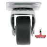 RUEDA GOMA GRIS NUCLEO POLIPROPILENO NEGRO PLETINA GIRATORIA ACERO CINCADO PARA MOBILIARIO OFICINA MODELO 1309.