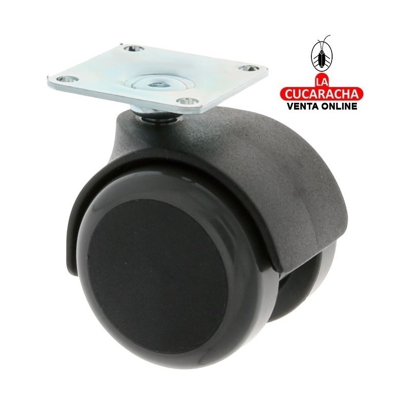 RUEDA NYLON NEGRO BANDA POLIURETANO GRIS PLETINA MOBILIARIO OFICINA MODELO 1506.