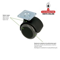 RUEDA NYLON NEGRO BANDA POLIURETANO GRIS PLETINA MOBILIARIO OFICINA MODELO 1506.