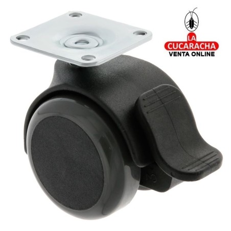 RUEDA NYLON NEGRO BANDA POLIURETANO GRIS PLETINA Y FRENO MOBILIARIO OFICINA MODELO 1506.
