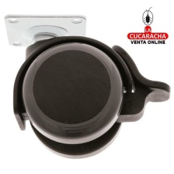 RUEDA NYLON NEGRO BANDA POLIURETANO GRIS PLETINA Y FRENO MOBILIARIO OFICINA MODELO 1506.